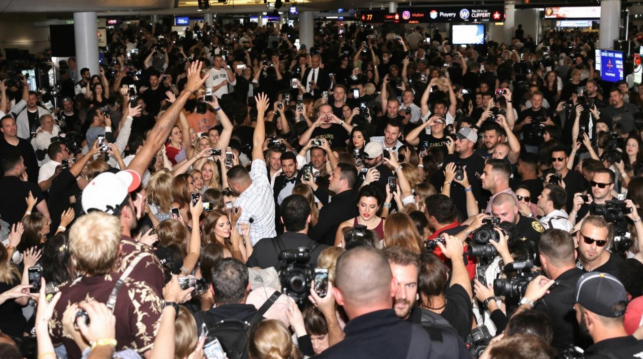 某女明星机场被粉丝围堵，保镖失控场面曝光